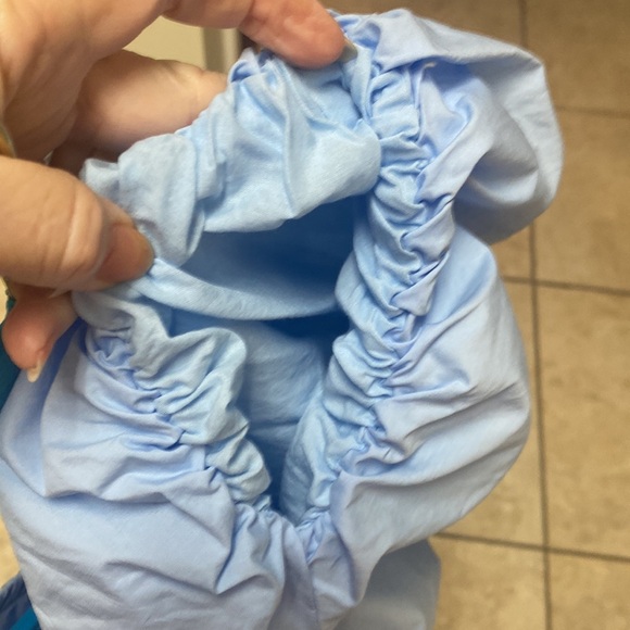 Endless Rose Baby Blue Puff Off or On Shoulder V-Neck Crop Blouse - Sz S - Picture 6 of 14